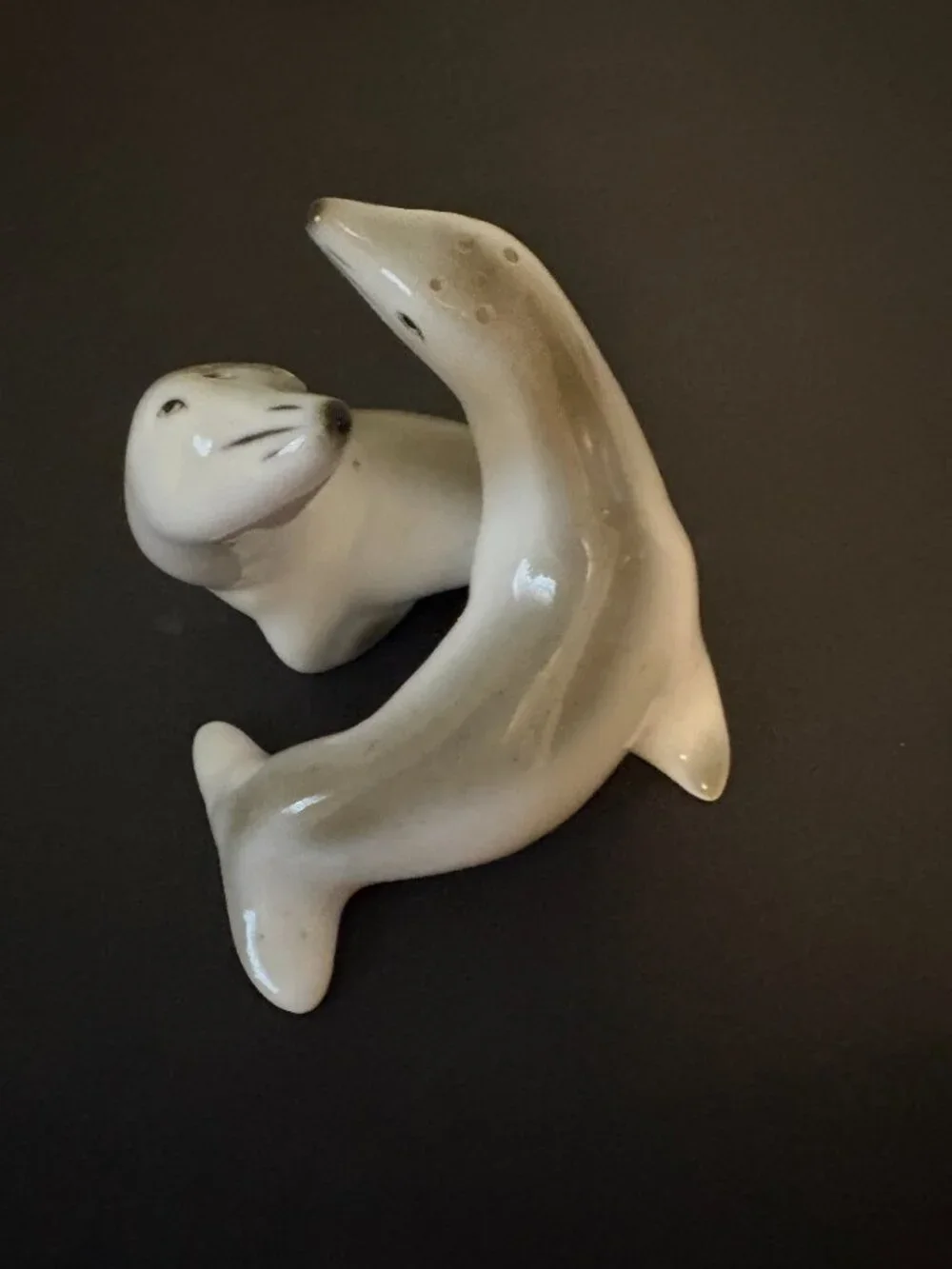 Pair of Seal Salt and Pepper Porcelain Shakers
